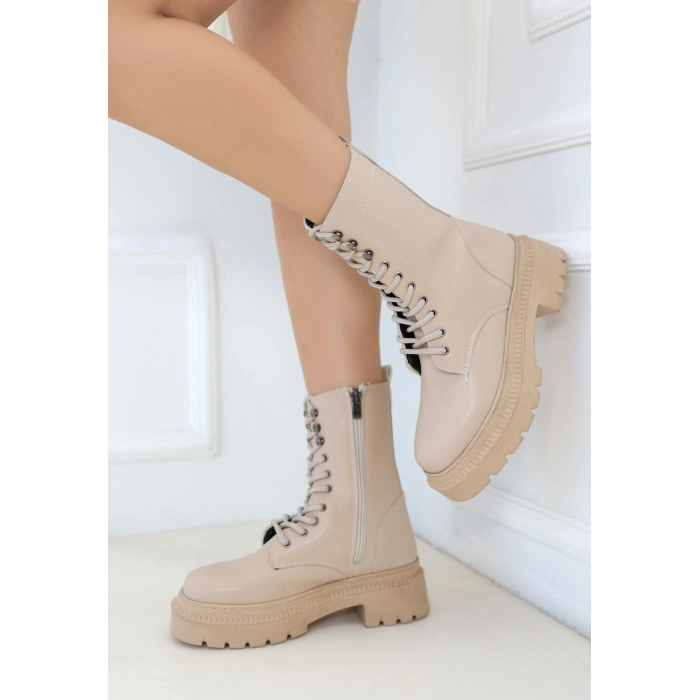 Caxa Nude Cilt Bağcıklı Bot - Lisinya