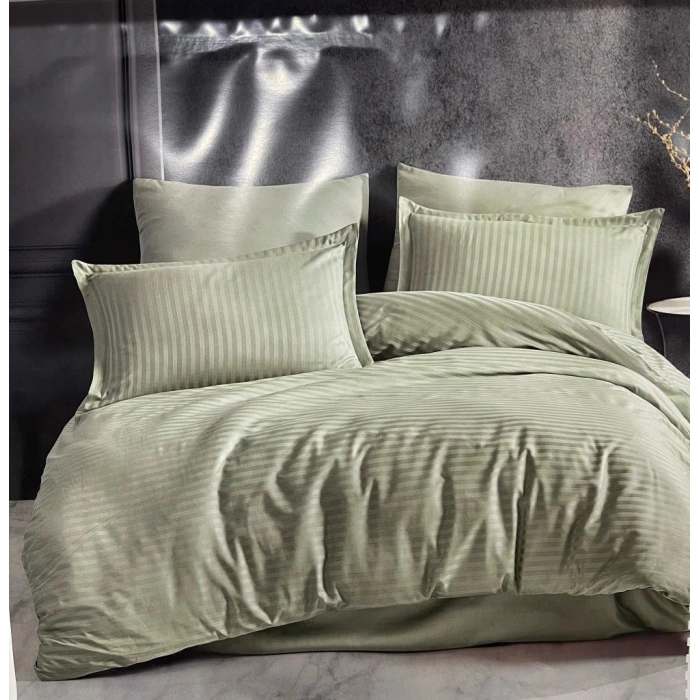 Çizgili Saten Nev Takımı Çift Kişilik Ada Çayı