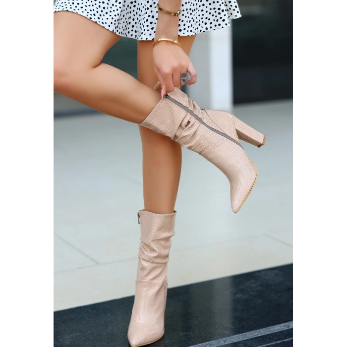 Erita Ten Rugan Desenli Topuklu Çizme - Lisinya