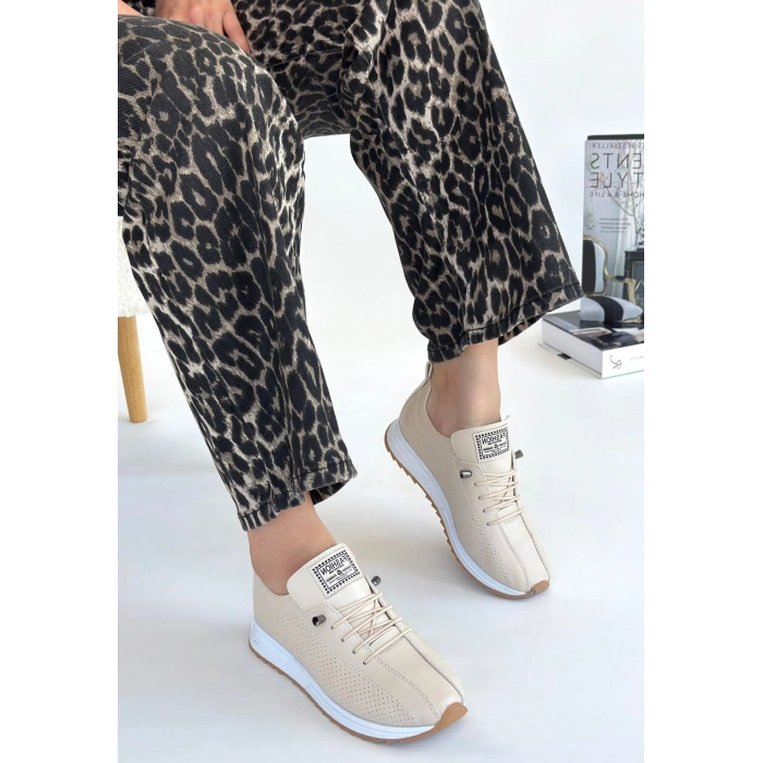 Fiert Bej Cilt Bağcıklı Spor Ayakkabı - Lisinya