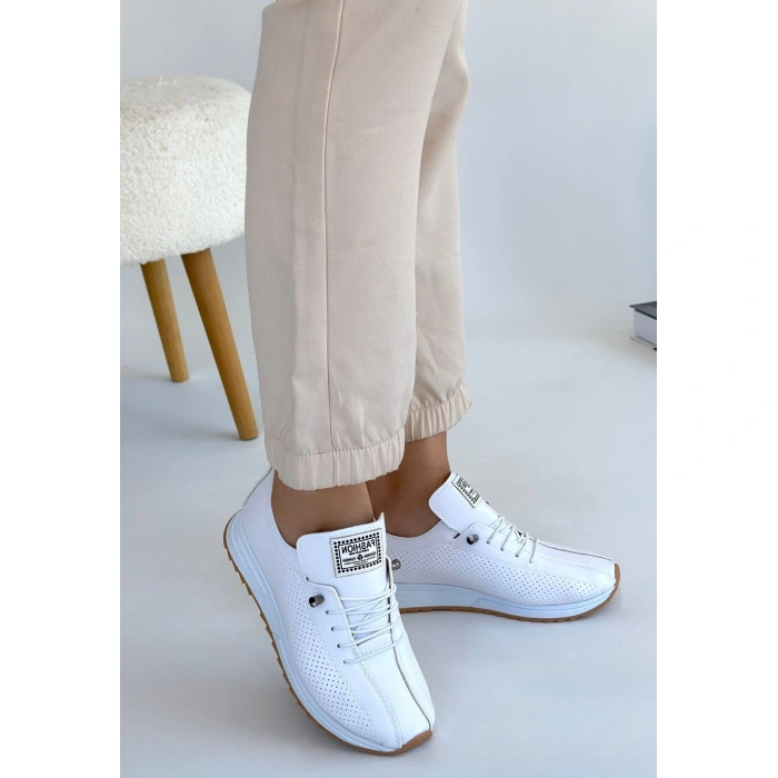 Fiert Beyaz Cilt Bağcıklı Spor Ayakkabı - Lisinya