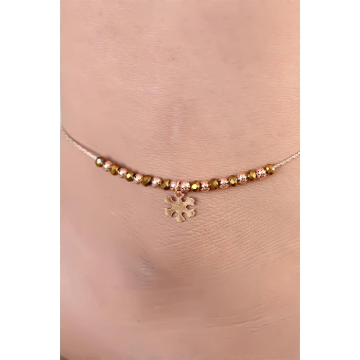 Hardal Renk Miyuki Taşlı Kar Taneli Figürlü Metal Hal Hal - Lisinya