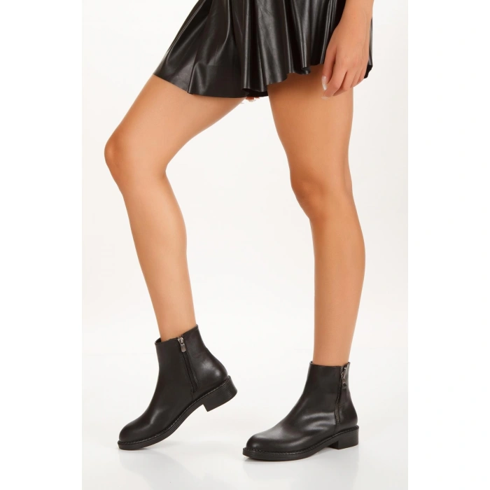 Hayra Siyah Cilt Topuklu Bot - Lisinya