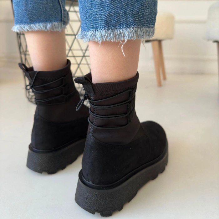 Jety Siyah Süet Bilekten Bağcıklı Bot - Lisinya