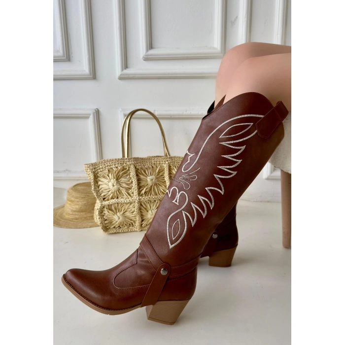 Jilla Taba Cilt Tak Çıkar Topuklu Bot Ve Çizme - Lisinya