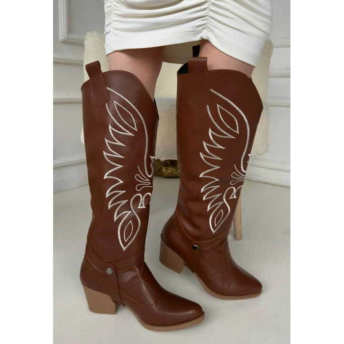 Jilla Taba Cilt Tak Çıkar Topuklu Bot Ve Çizme - Lisinya