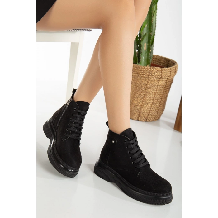 Jiwa Siyah Süet Bağcıklı Bot - Lisinya