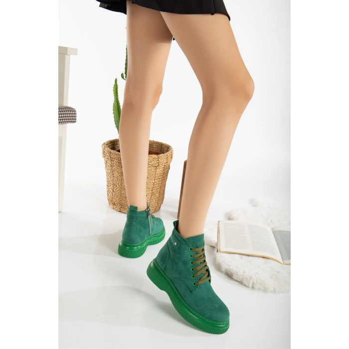 Jiwa Yeşil Süet Bağcıklı Bot - Lisinya