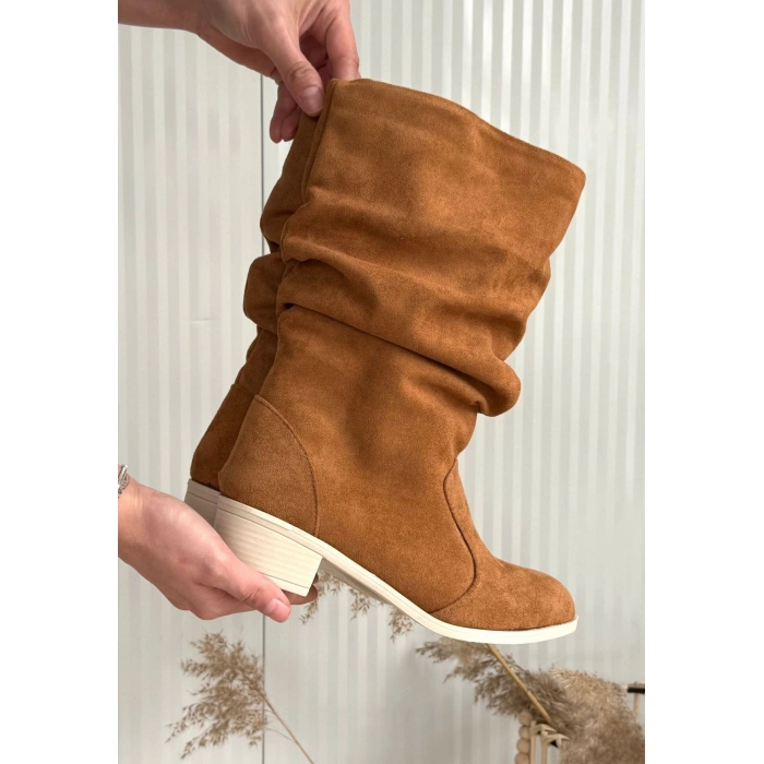 Jolin Taba Süet Topuklu Çizme - Lisinya