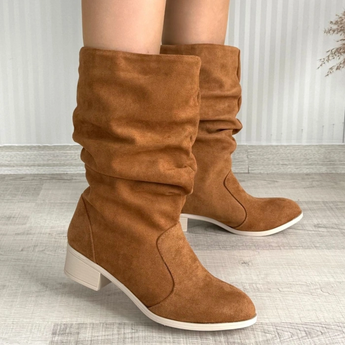 Jolin Taba Süet Topuklu Çizme - Lisinya