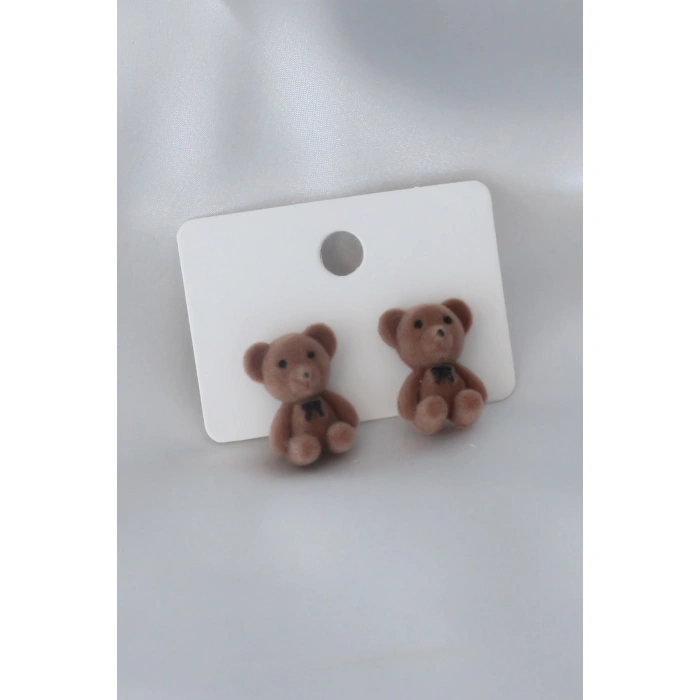 Koyu Kahverengi Renk Ayıcık Figür Kadın Küpe - Lisinya