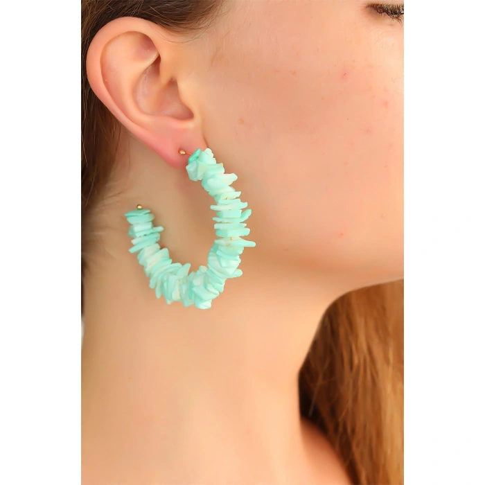 Mavi Taşlı Bayan Sallantı Küpe - Lisinya