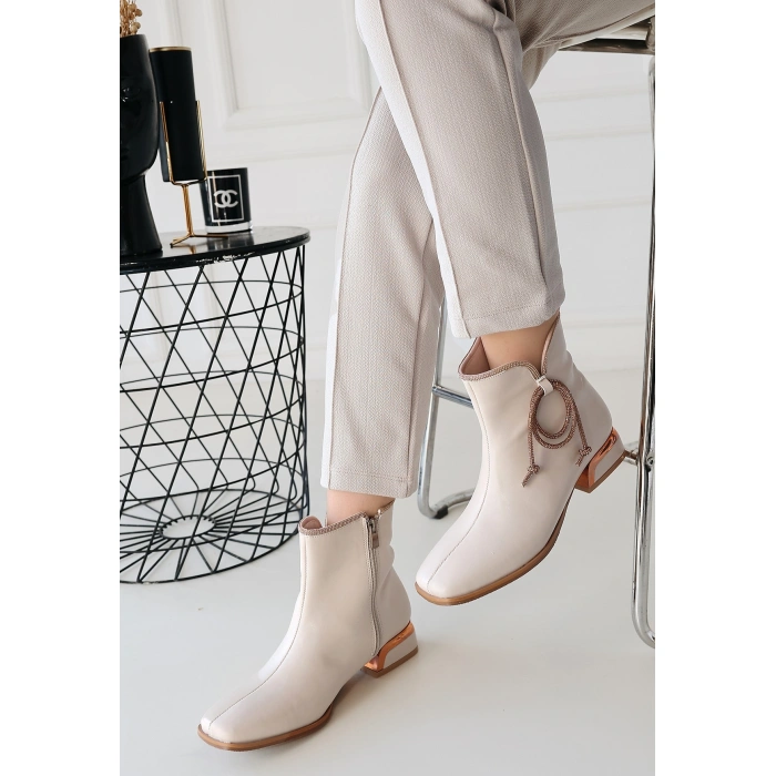 Melina Bej Cilt Topuklu Bot - Lisinya