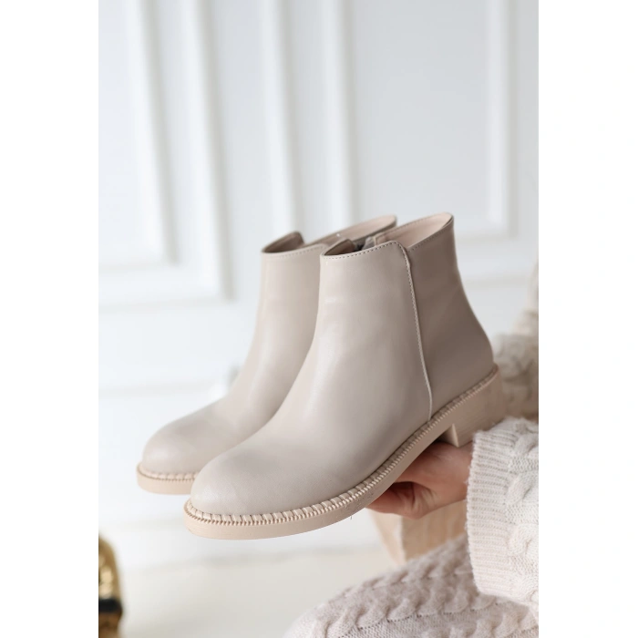 Moed Bej Cilt Topuklu Bot - Lisinya