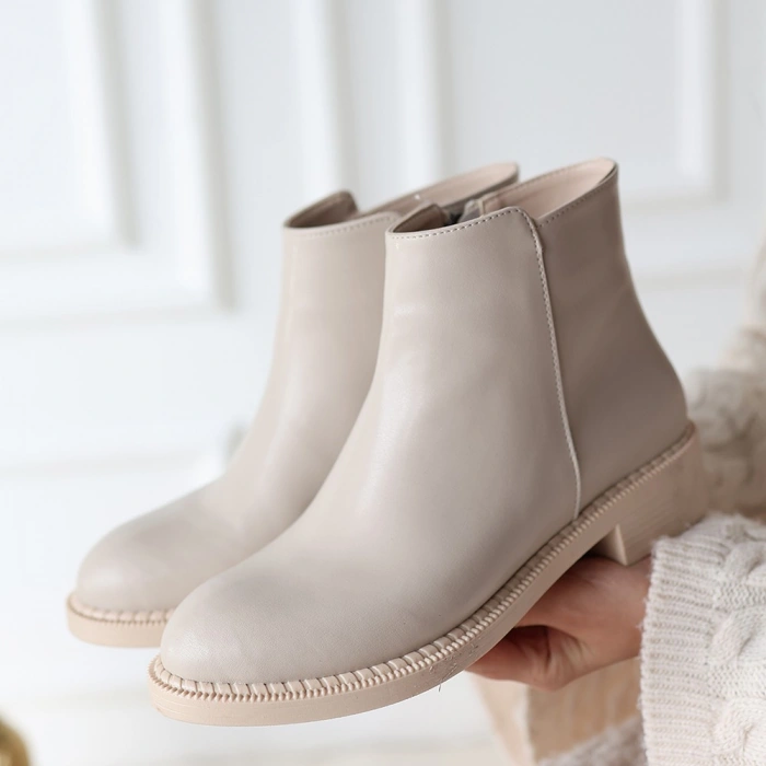 Moed Bej Cilt Topuklu Bot - Lisinya