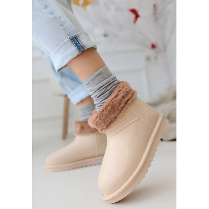 Mordi Bej Oval Burunlu Su Geçirmez İçi Kürklü  Bot - Lisinya