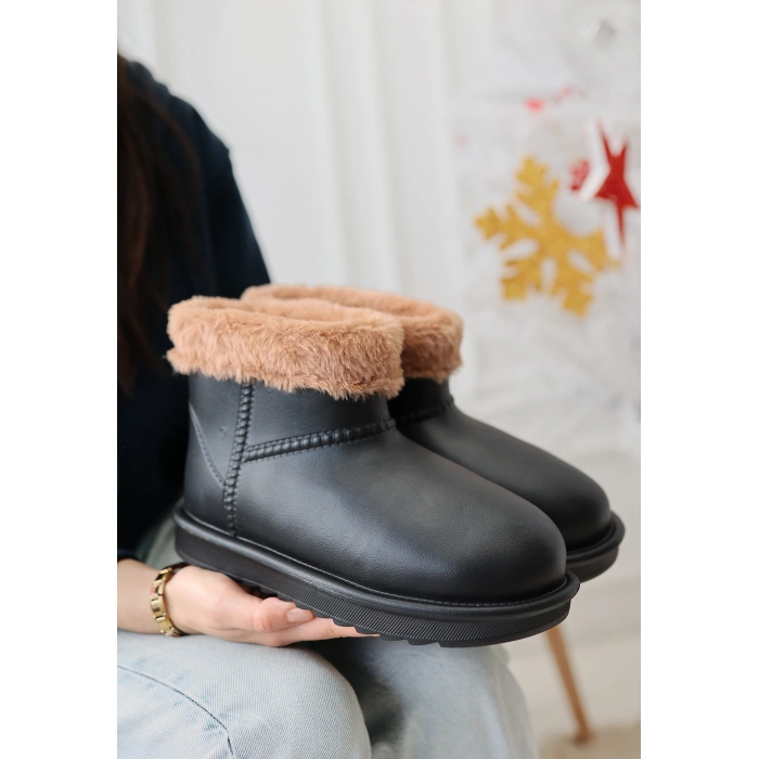 Mordi Siyah Oval Burunlu Su Geçirmez İçi Kürklü  Bot - Lisinya