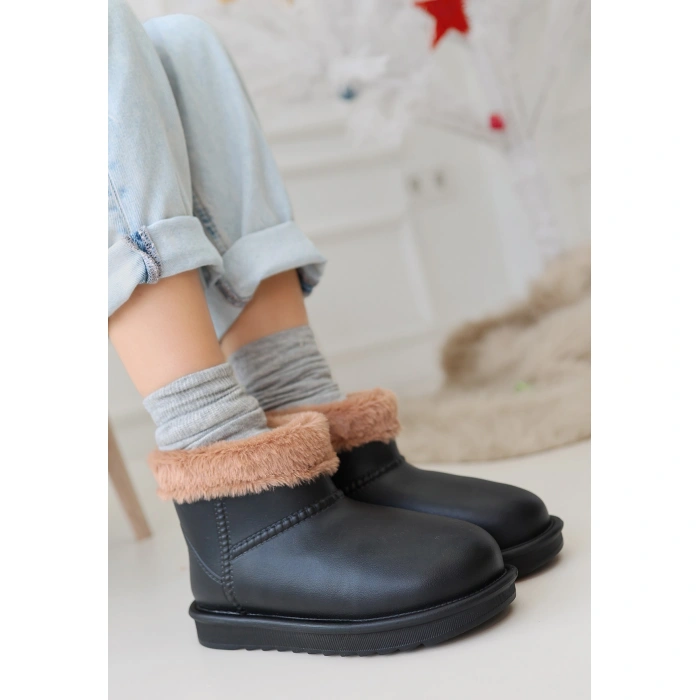 Mordi Siyah Oval Burunlu Su Geçirmez İçi Kürklü  Bot - Lisinya