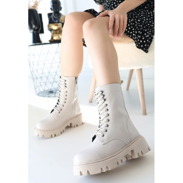 Neole Bej Cilt Bağcıklı Bot - Lisinya