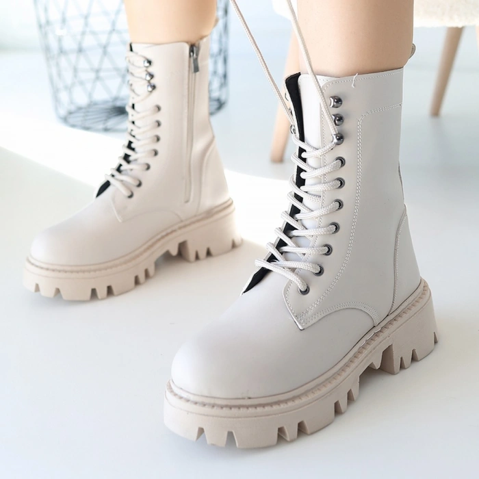 Neole Bej Cilt Bağcıklı Bot - Lisinya