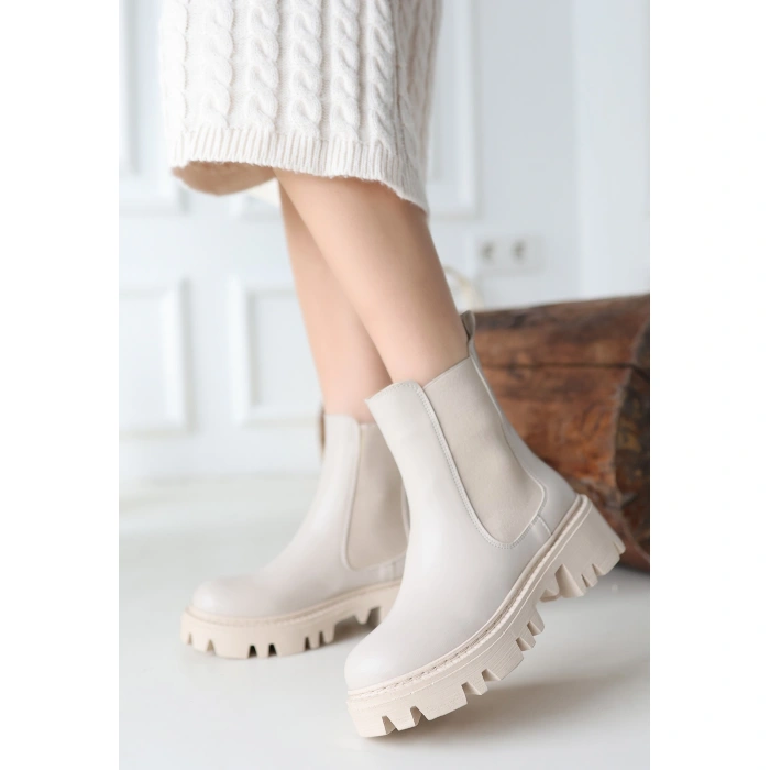 Ninle Bej Cilt Topuklu Bot - Lisinya