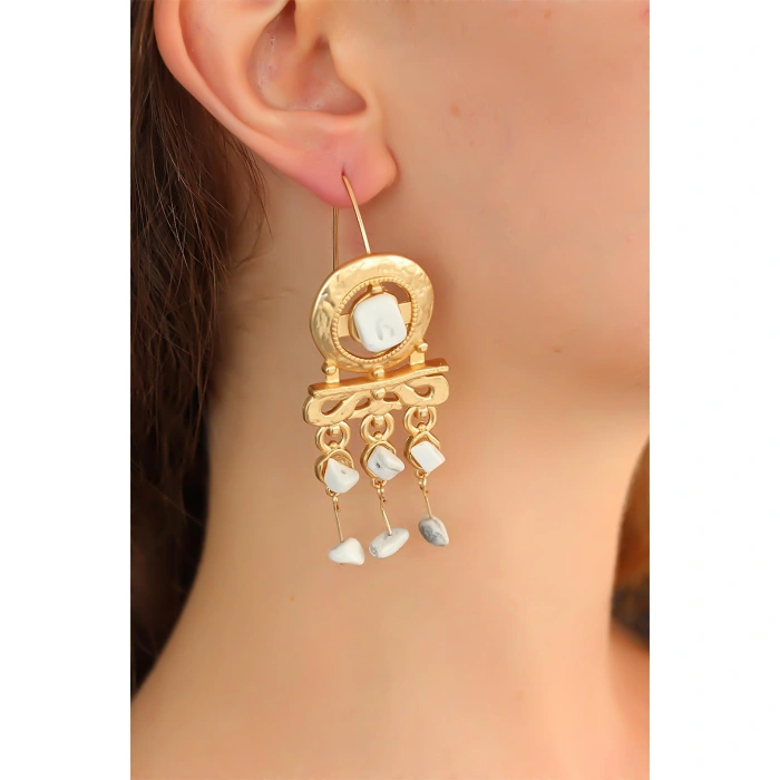 Otantik Taşlı Bayan Sallantı Küpe - Lisinya