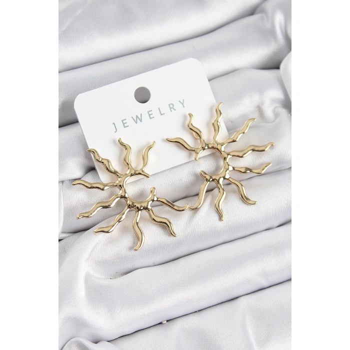 Pirinç Güneş Model Gold Renk Kadın Küpe - Lisinya