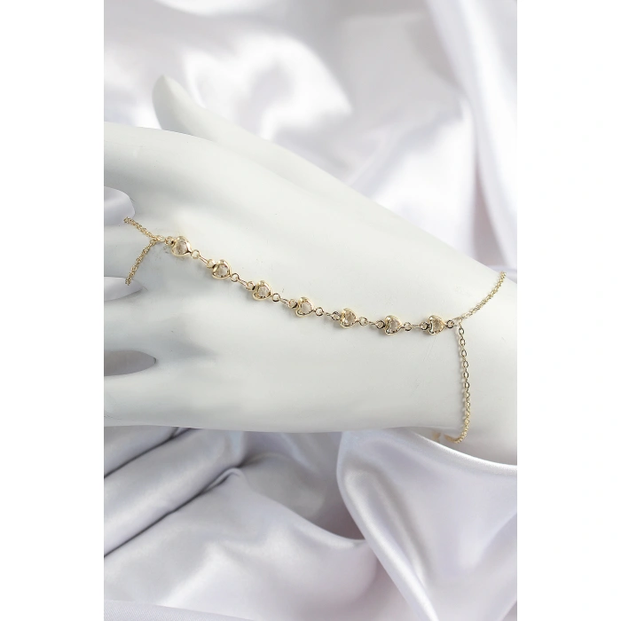 Pirinç Kalpli Zirkon Taşlı Y Model Gold Renk Kadın Şahmeran - Lisinya