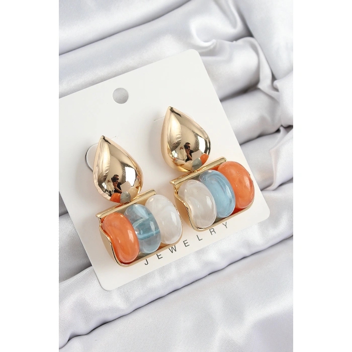 Pirinç Karışık Renk Vintage Model Kadın Küpe - Lisinya