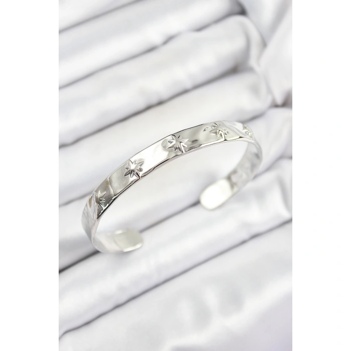 Pirinç Kuzey Yıldızı Model Gümüş Renk Altı Açık Kadın Bileklik - Lisinya