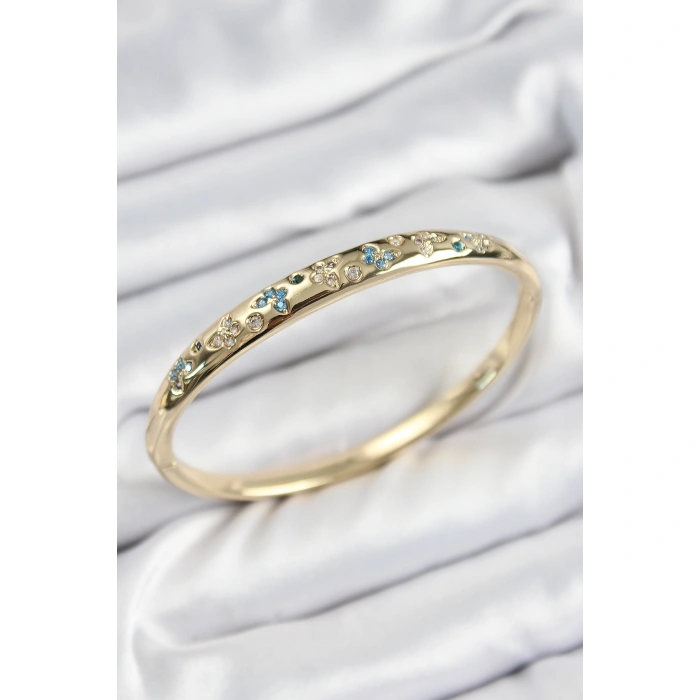 Pirinç Zirkon Taşlı Kelebek Model Gold Renk Kadın Kelepçe - Lisinya