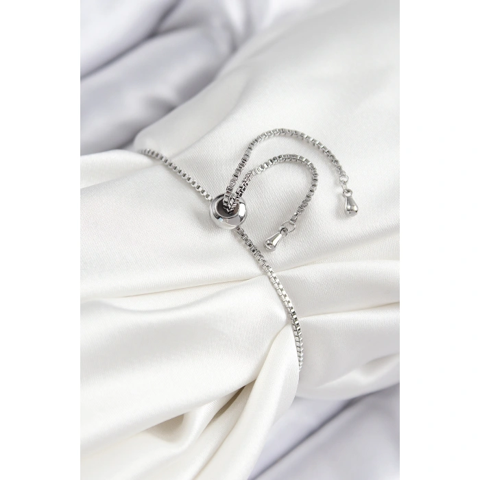 Pirinç Zirkon Taşlı Kuğu Model Gümüş Renk Asansörlü Kadın Bileklik - Lisinya