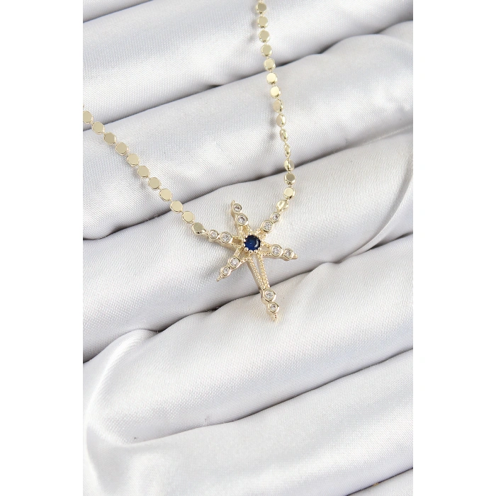 Pirinç Zirkon Taşlı Kutup Yıldızı Model Ezme Zincir Gold Renk Kadın Kolye - Lisinya