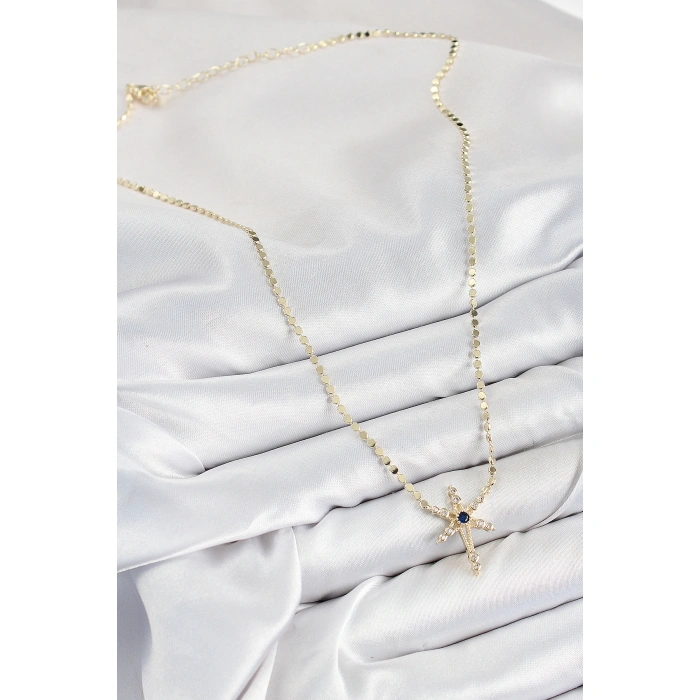 Pirinç Zirkon Taşlı Kutup Yıldızı Model Ezme Zincir Gold Renk Kadın Kolye - Lisinya