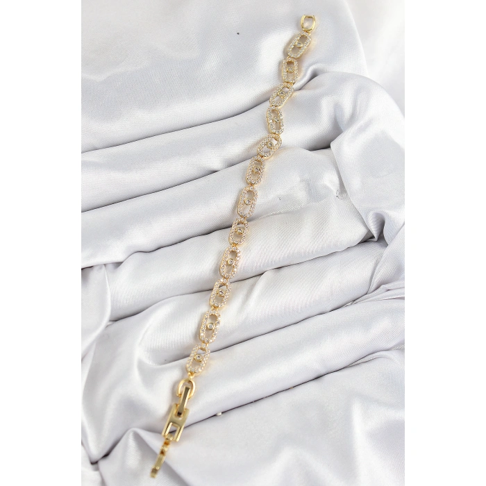 Pirinç Zirkon Taşlı Messika Model Gold Renk VIP Seri Kadın Bileklik - Lisinya