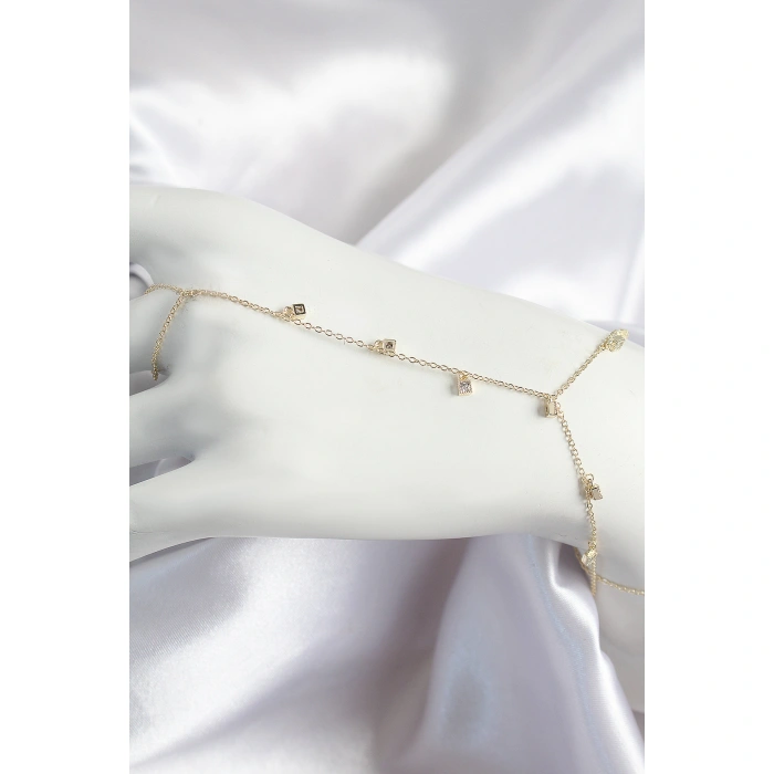 Pirinç Zirkon Taşlı Sallantılı Model Gold Renk Kadın Şahmeran - Lisinya