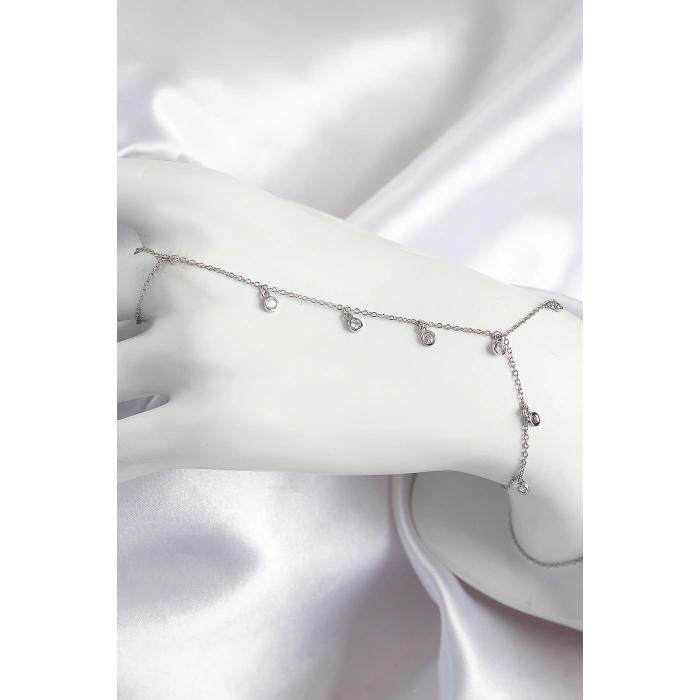 Pirinç Zirkon Taşlı Sallantılı Model Gümüş Renk Kadın Şahmeran - Lisinya