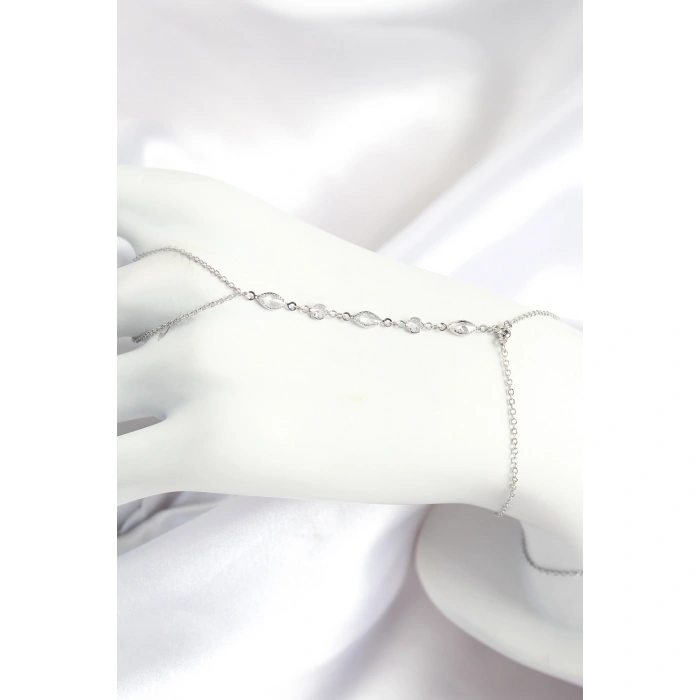 Pirinç Zirkon Taşlı Y Model Gümüş Renk Kadın Şahmeran - Lisinya