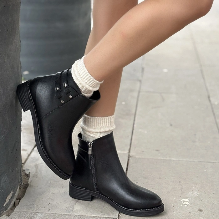 Siari Siyah Cilt Topuklu Bot - Lisinya