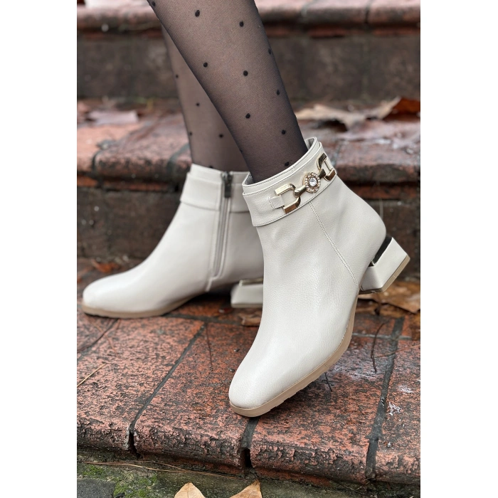 Terci Bej Cilt Topuklu Bot - Lisinya