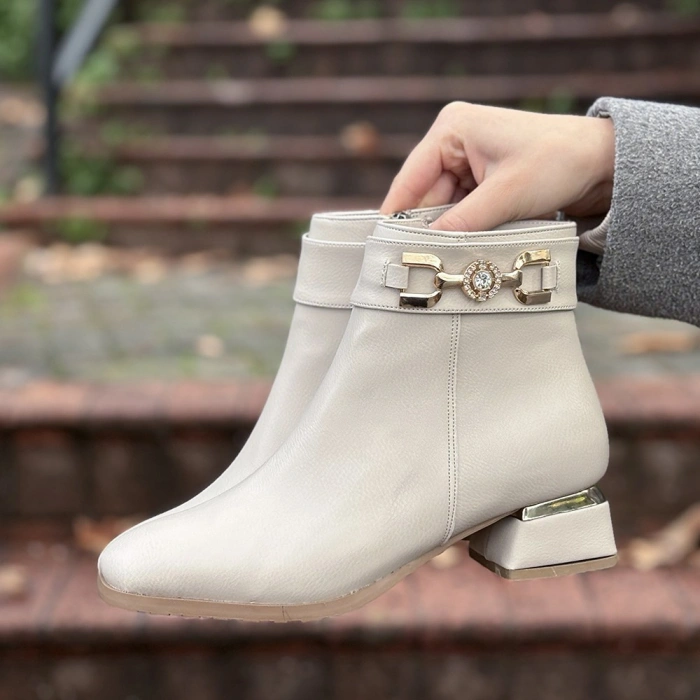 Terci Bej Cilt Topuklu Bot - Lisinya