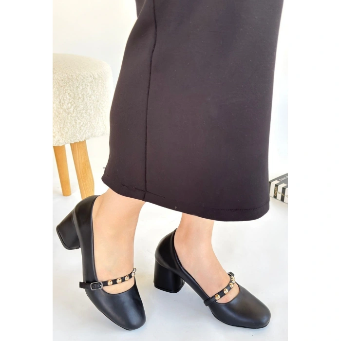 Tino Siyah Cilt Topuklu Ayakkabı - Lisinya