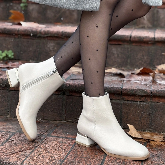 Tonti Bej Cilt Topuklu Bot - Lisinya