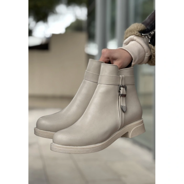 Wiota Bej Cilt Topuklu Bot - Lisinya