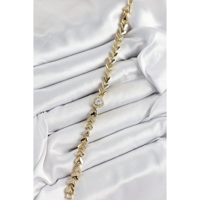 Xuping Pirinç Baget Kalp Model Gold Renk Kadın Bileklik - Lisinya