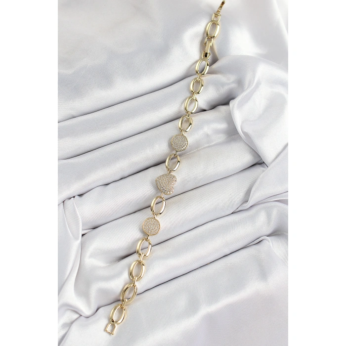 Xuping Pirinç Kalp ve Daire Model Gold Renk Kadın Bileklik - Lisinya