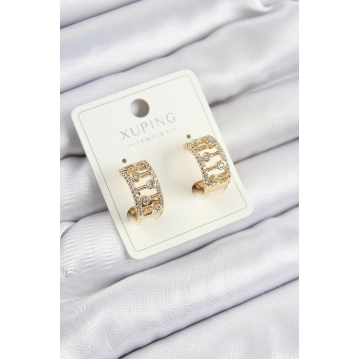 Xuping Zirkon Taşlı Çit Halka Model Gold Renk Kadın Küpe - Lisinya