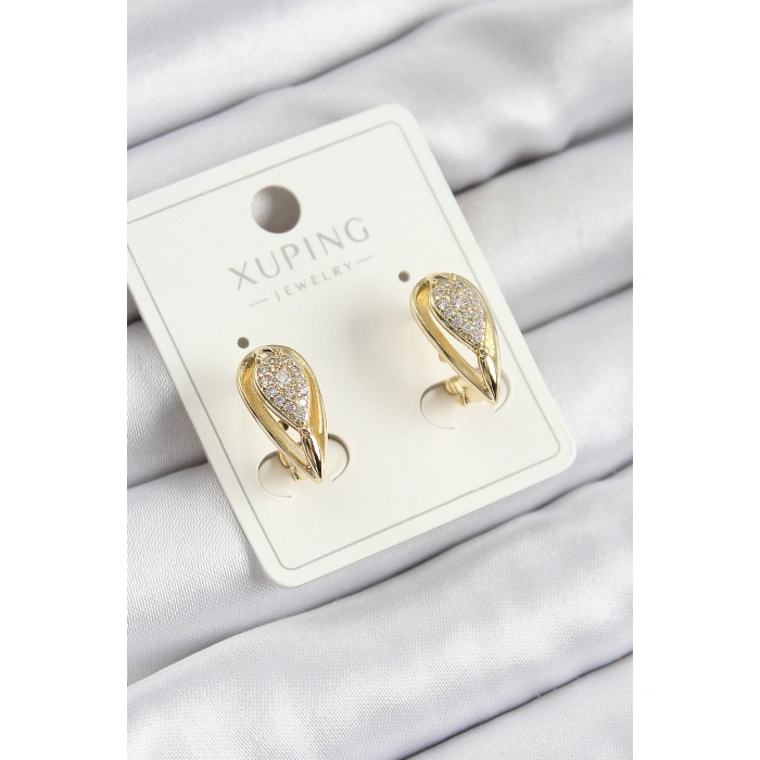 Xuping Zirkon Taşlı Damla Model Gold Renk Kadın Küpe - Lisinya