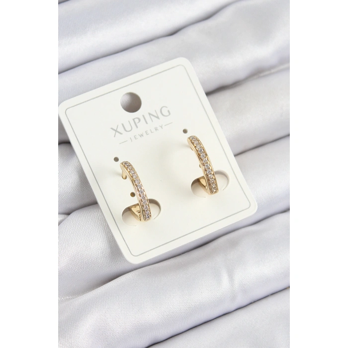 Xuping Zirkon Taşlı I Model Gold Renk Kadın Küpe - Lisinya