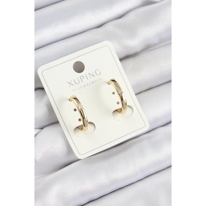 Xuping Zirkon Taşlı Oval Model Gold Renk Kadın Küpe - Lisinya